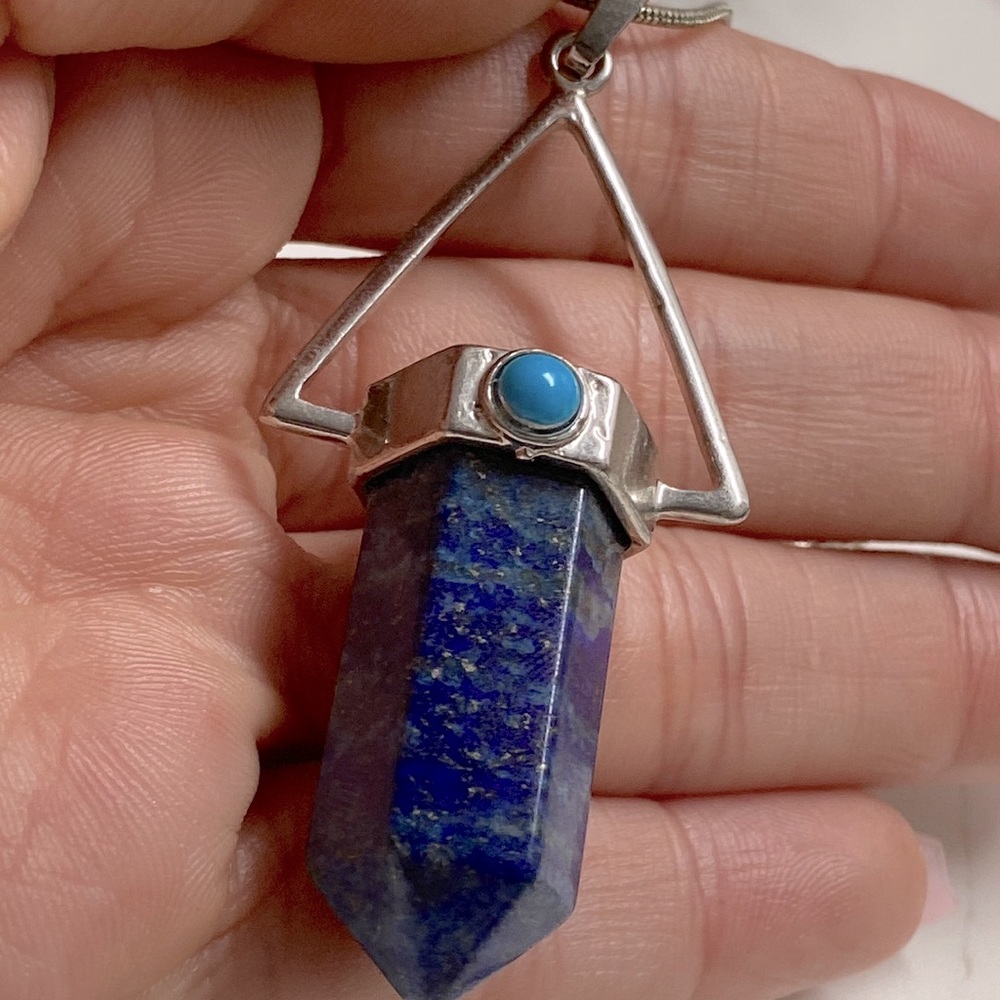 VINTAGE Lapislázuli BLUE STERLING NECKLACE